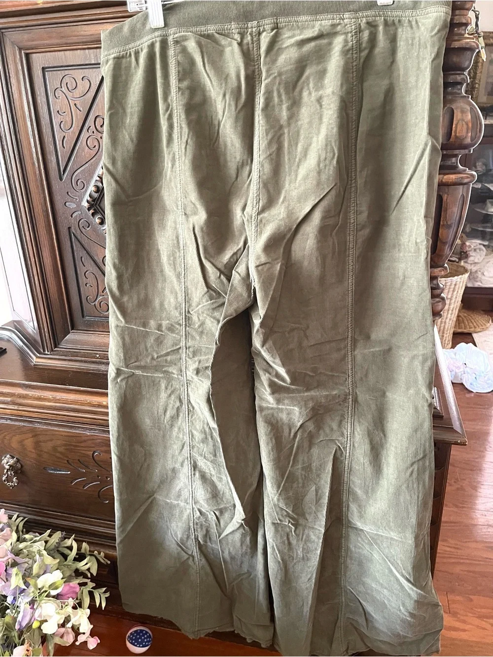 XCVI Olive Green Wide-Leg Cargo Jumpsuit Pants NWT $128